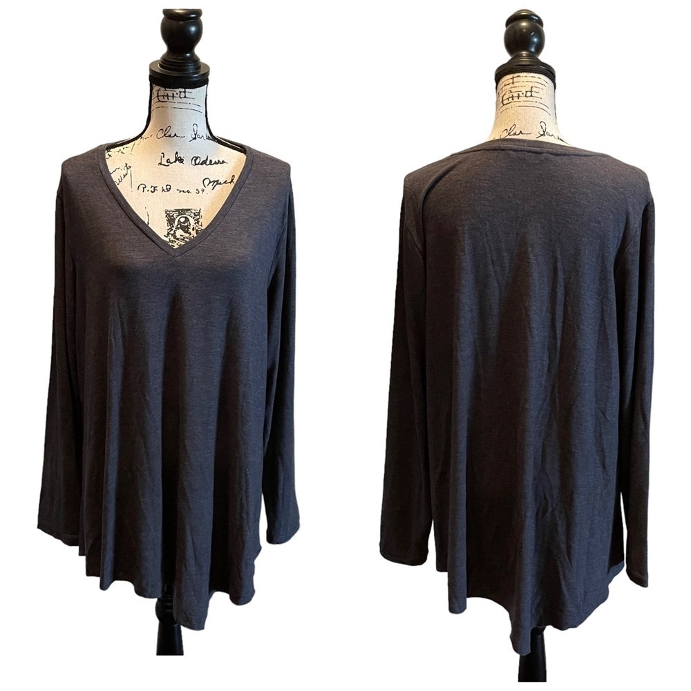 Soft Surroundings Asymmetrical Handkerchief Top Blouse Plus Gray Size 1X casual - Picture 8 of 8